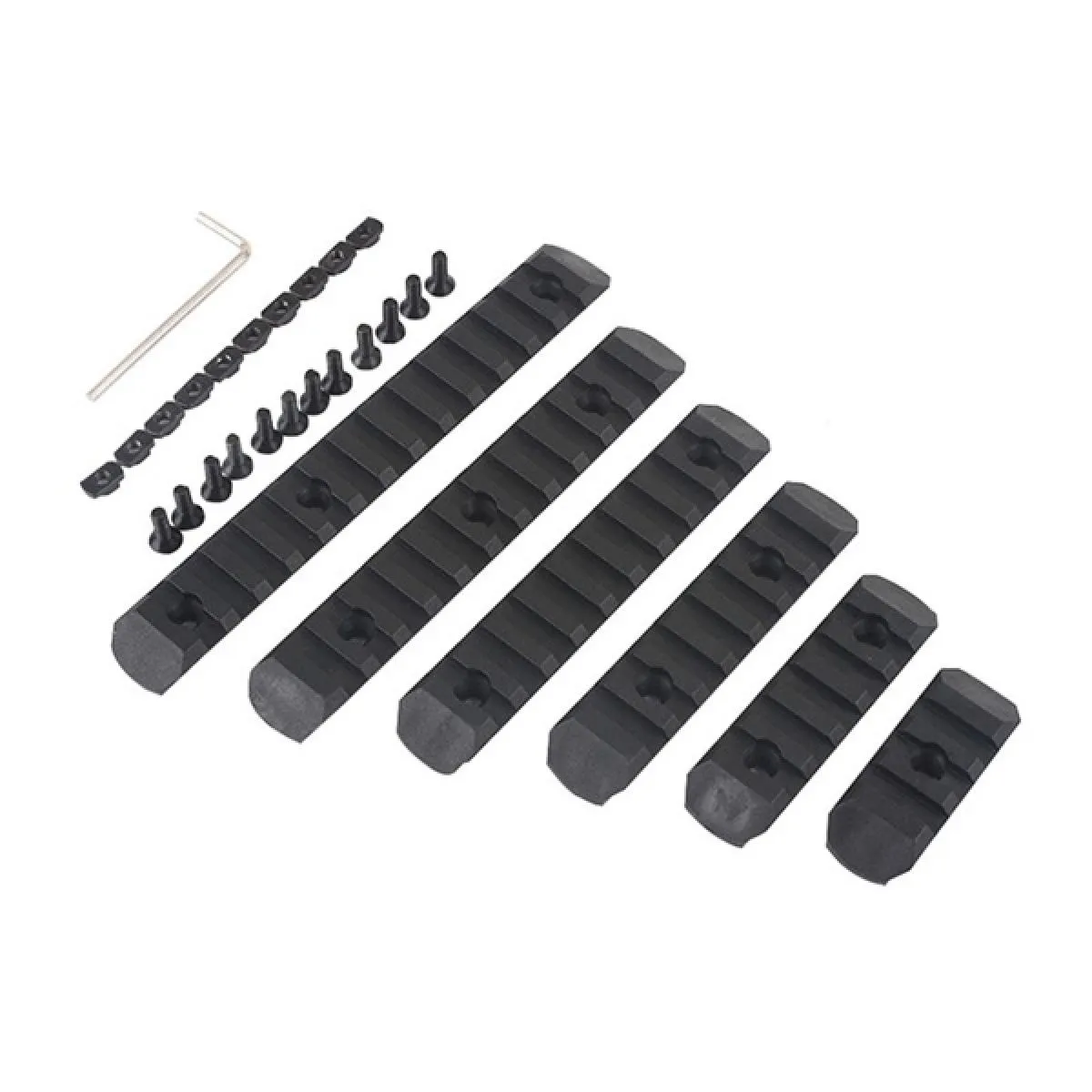 Polymer 20mm Rail Set Black mit 6 Stück für Keymod und M-Lok